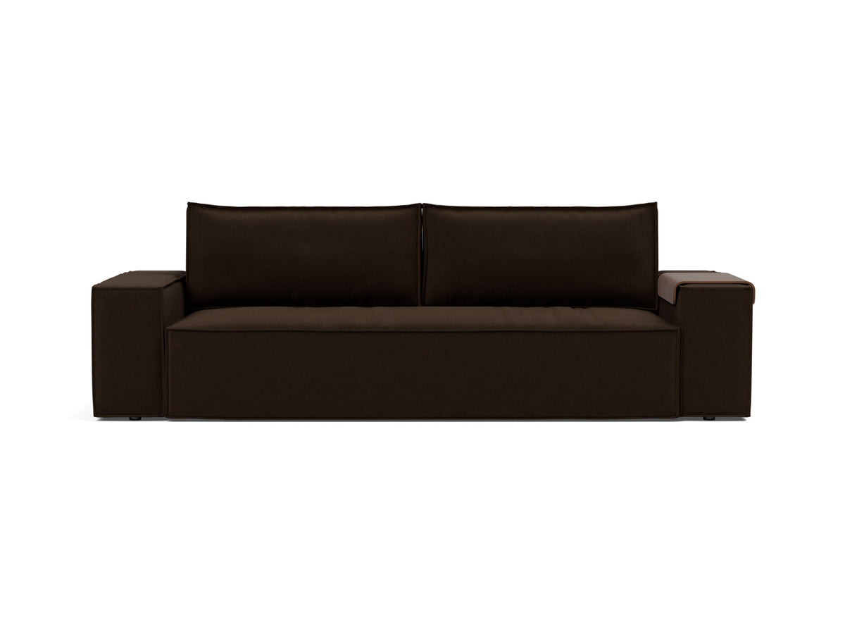 Innovation Living Newilla Full Sofa Bed with Wide Arms in Taura Chocco (358), front view