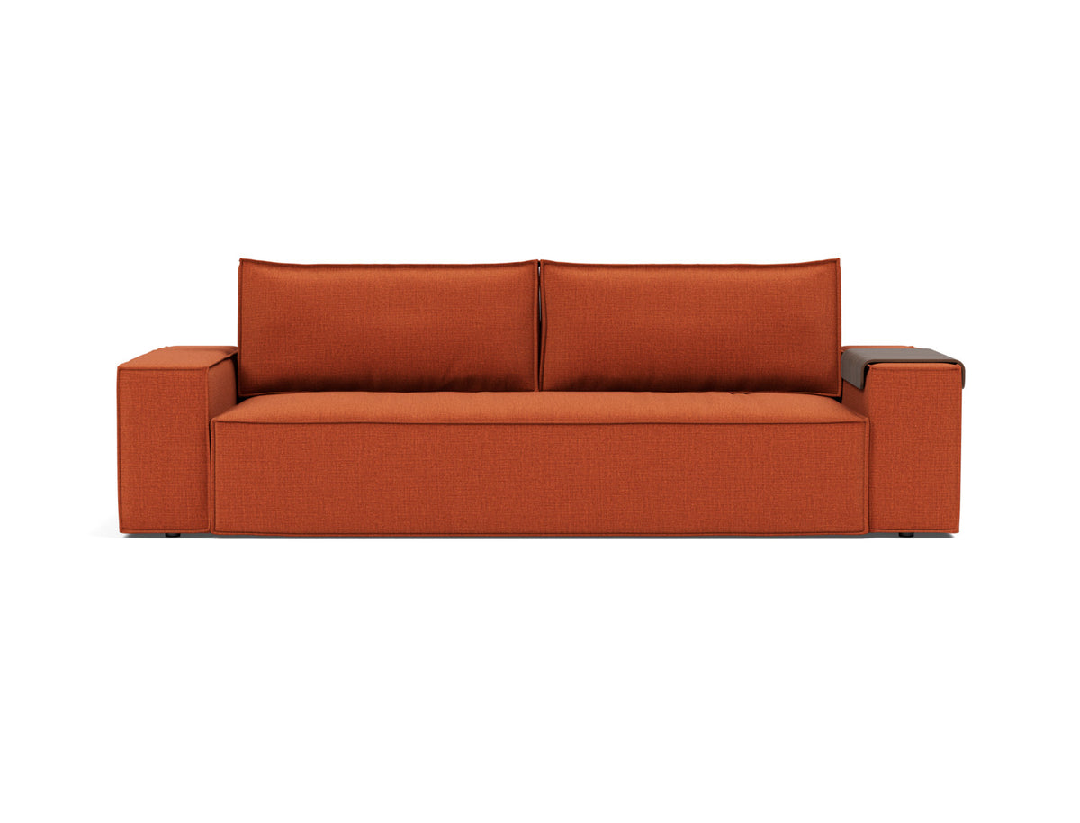 Innovation Living Newilla Full Sofa Bed with Wide Arms in Esina Rust Orange (412), front view