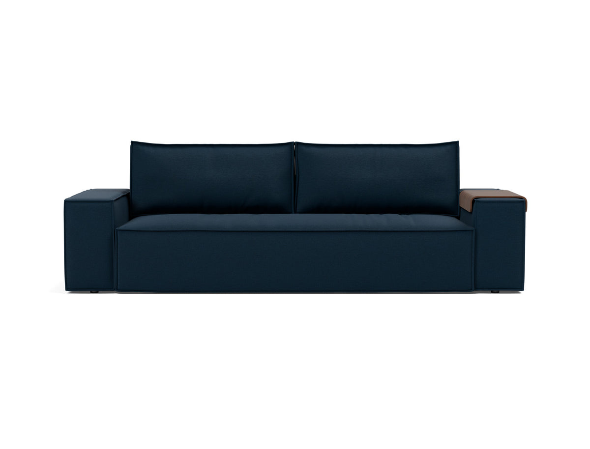 Innovation Living Newilla Full Sofa Bed with Wide Arms in Mixed Dance Blue (528), front view