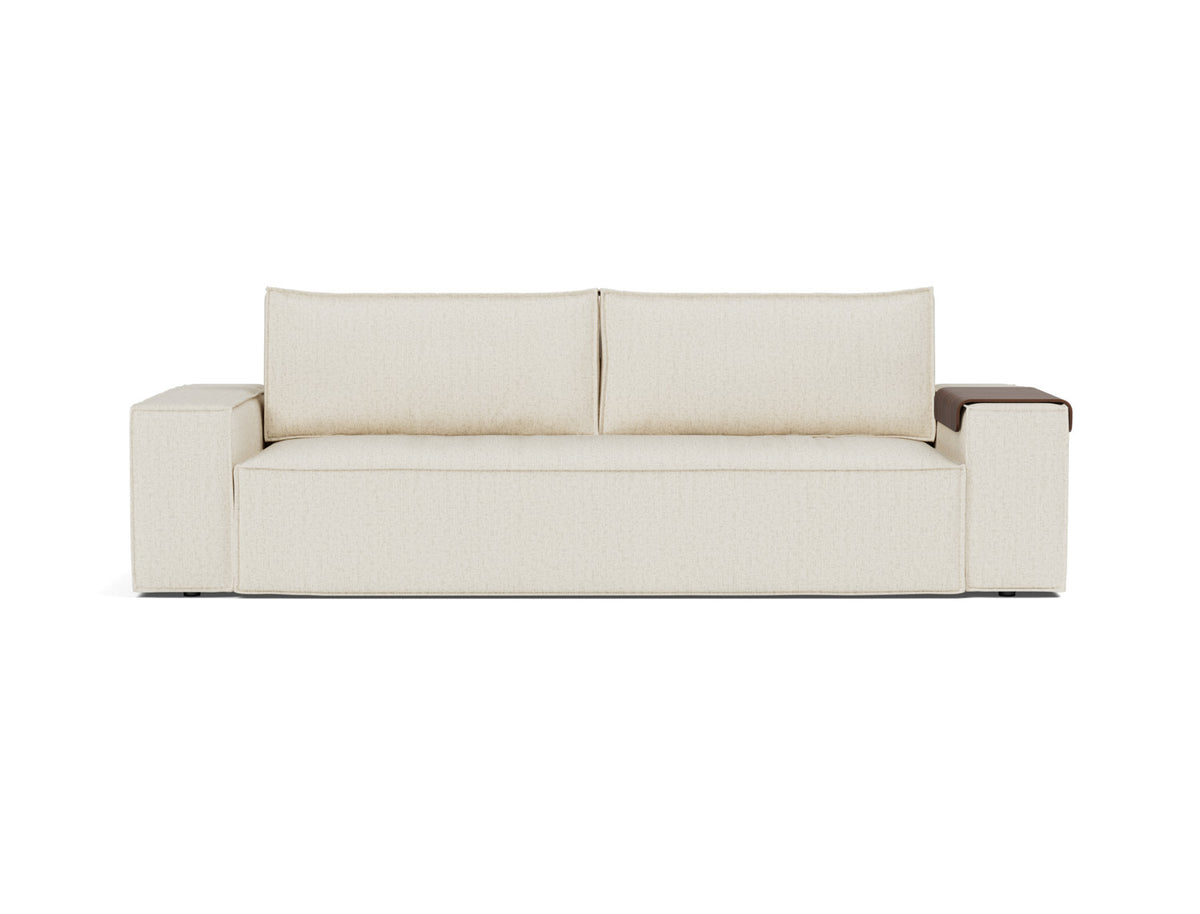 Innovation Living Newilla Full Sofa Bed with Wide Arms in Bouclé Off White (531), front view