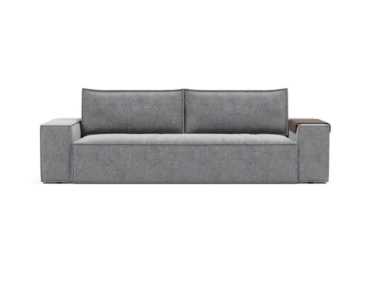 Innovation Living Newilla Full Sofa Bed with Wide Arms in Twist Granite (565), front view