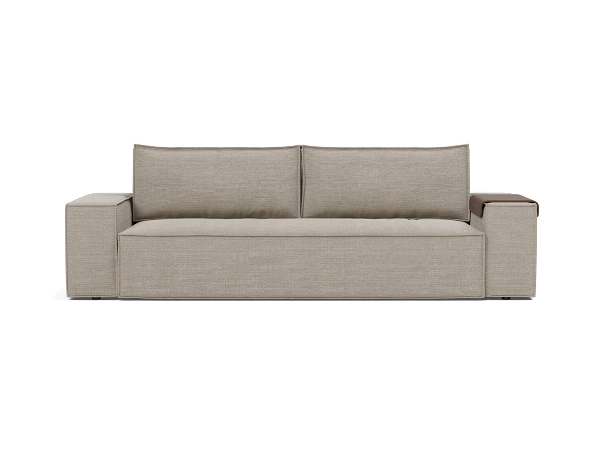 Innovation Living Newilla Full Sofa Bed with Wide Arms in Kenya Gravel (579), front view