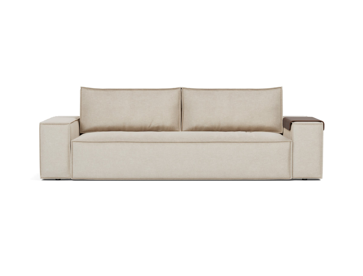 Innovation Living Newilla Full Sofa Bed with Wide Arms in Phobos Latte (586), front view