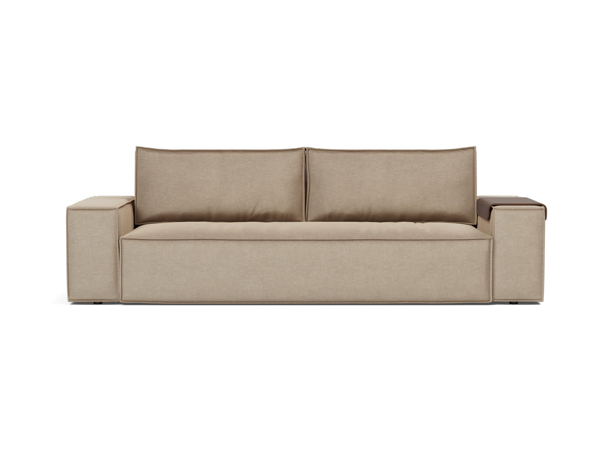 Innovation Living Newilla Full Sofa Bed with Wide Arms in Phobos Mocha (587), front view