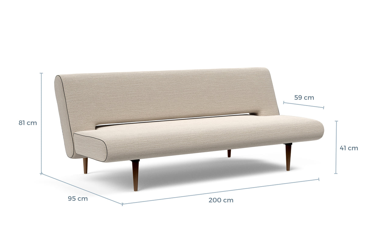 Innovation Living Unfurl Sofa Bed dimension drawing with measurements – view 1