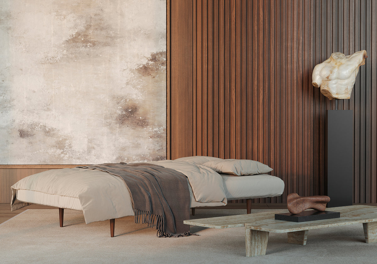Innovation Living Unfurl Sofa Bed in a furnished room, Elegance Burned Curry fabric – view 2