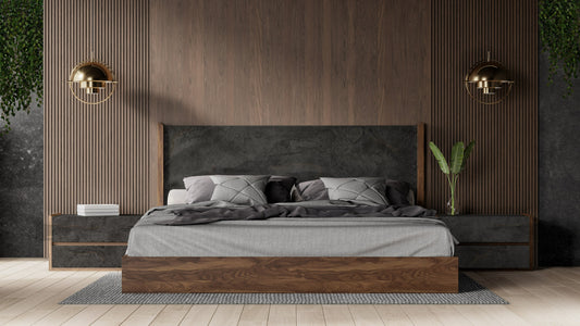 Nova Domus Rado Modern Walnut and Volcanic Slate Bedroom set