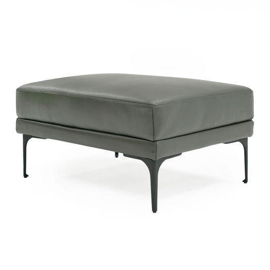 Divani Casa Jacoba Modern Dark Grey Leather Rectangular Ottoman