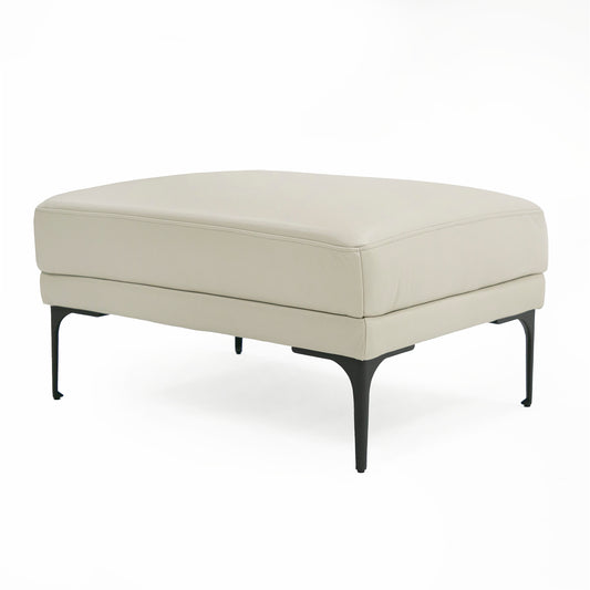 Divani Casa Jacoba Modern Light Grey Leather Rectangular Ottoman