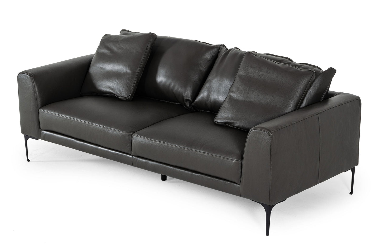 Divani Casa Jacoba Modern Dark Grey Leather Sofa