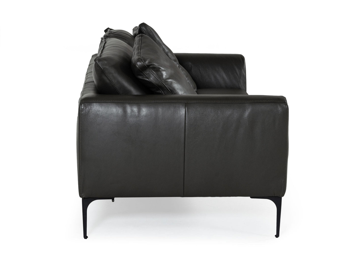 Divani Casa Jacoba Modern Dark Grey Leather Sofa