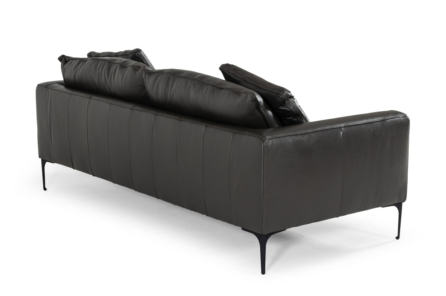 Divani Casa Jacoba Modern Dark Grey Leather Sofa