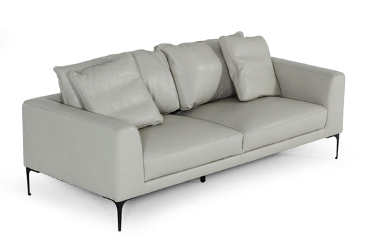 Divani Casa Jacoba Modern Light Grey Leather Sofa