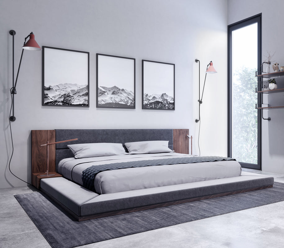 Nova Domus Jagger Modern Dark Grey and Walnut Bed