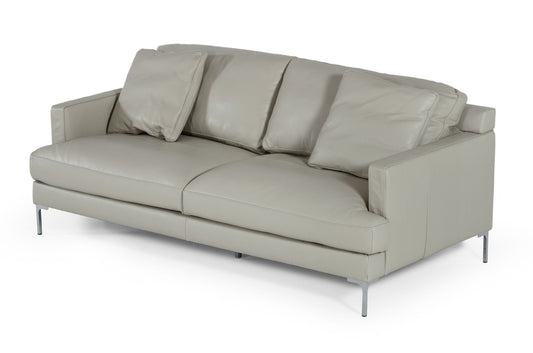 Divani Casa Janina Modern Light Grey Leather Sofa