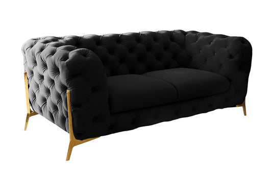 Divani Casa Quincey Transitional Black Velvet Loveseat