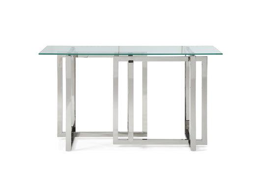 Modrest Valiant Modern Glass and Stainless Steel Console Table