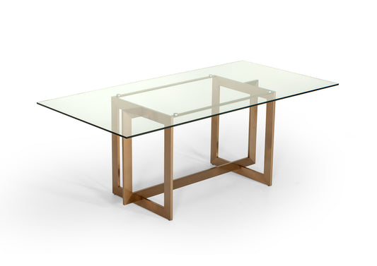 Modrest Keaton Modern Glass and Brass Dining Table