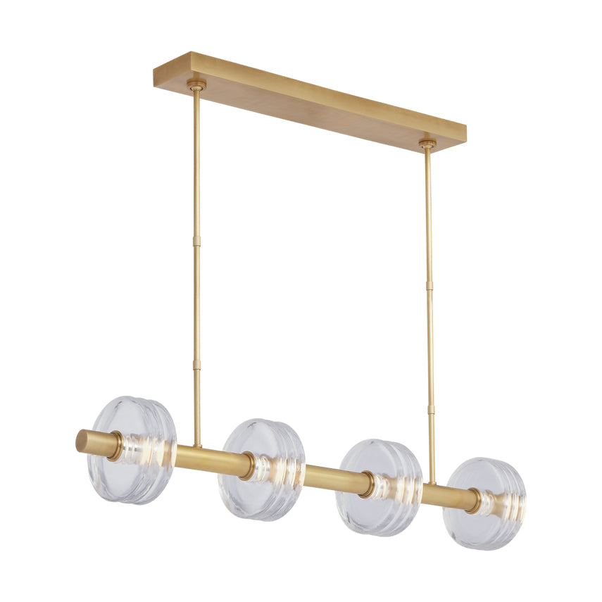 Kelly Wearstler LED Linear Chandelier 46-inch Brass Crystal by Visual & Comfort & Co