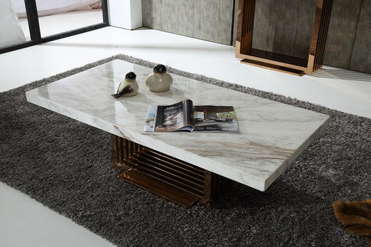 Modrest Kingsley Modern Marble and Rosegold Coffee Table