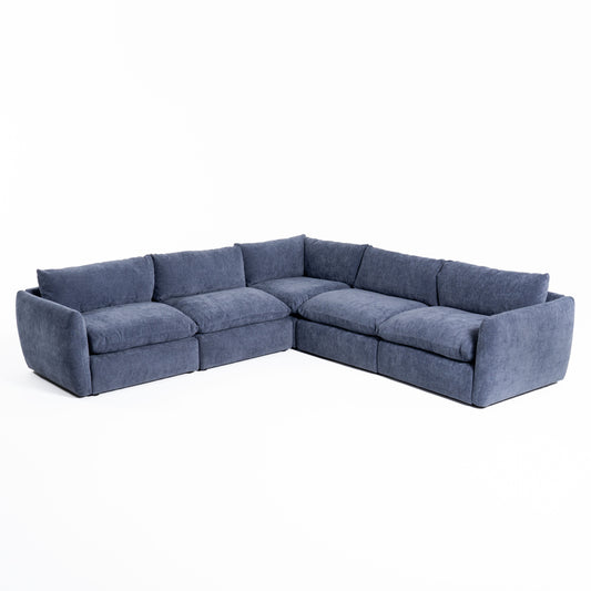 Divani Casa Kinsey Modern Blue Fabric Modular Sectional Sofa