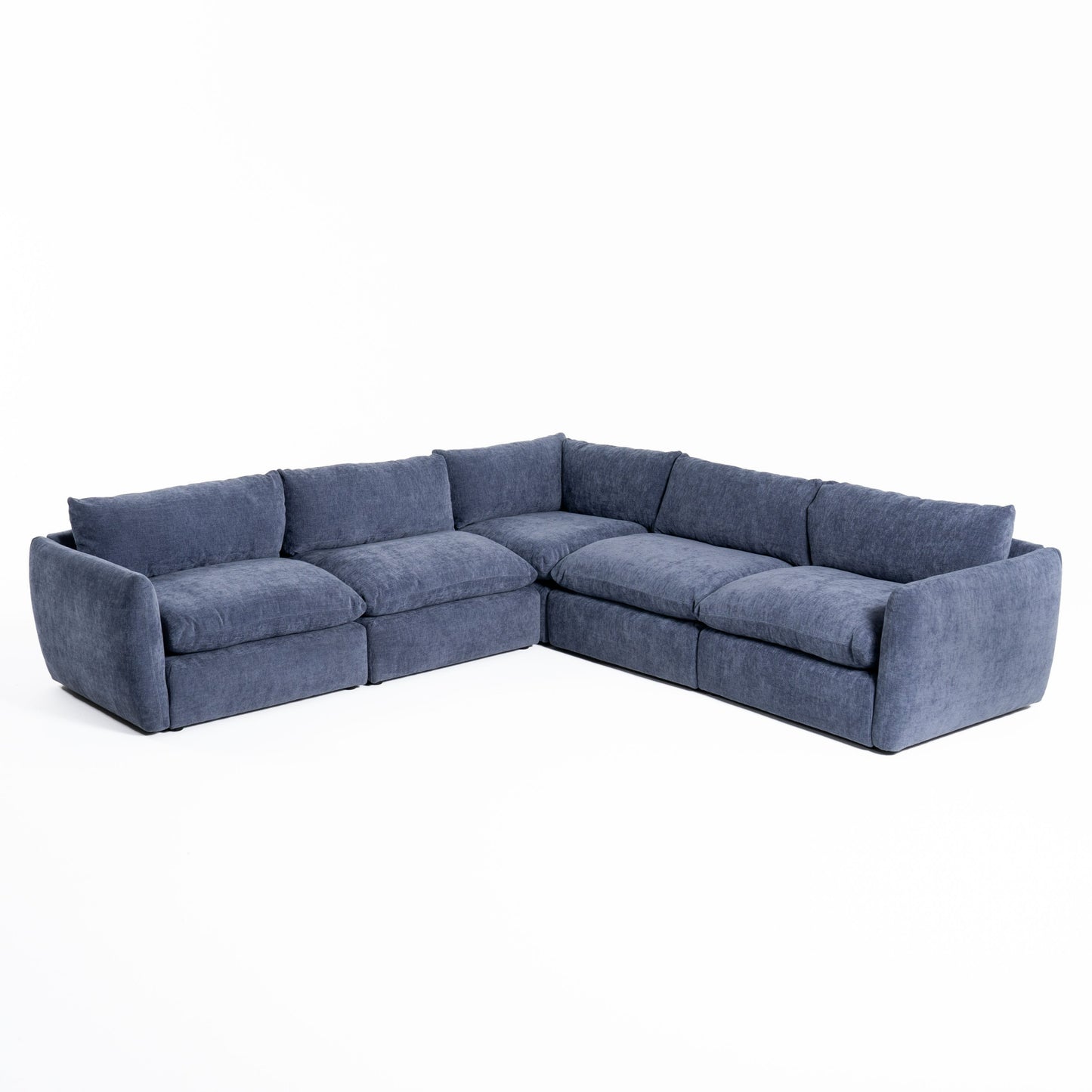 Divani Casa Kinsey Modern Blue Fabric Modular Left Facing Seat