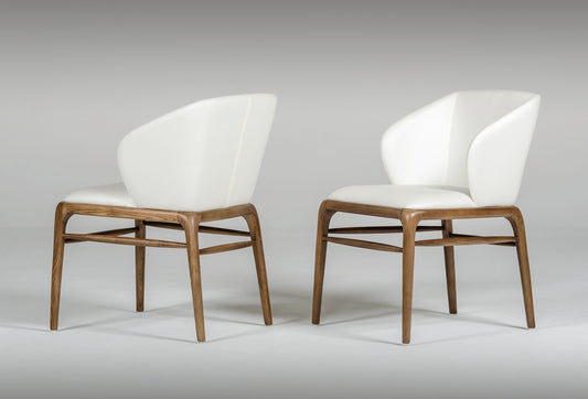 Modrest Kipling Modern Cream and Walnut Dining Chair