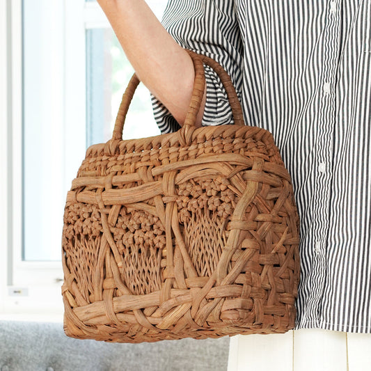Yama-Biko Koji Wild Grape Vine Basket Bag – carried on the arm