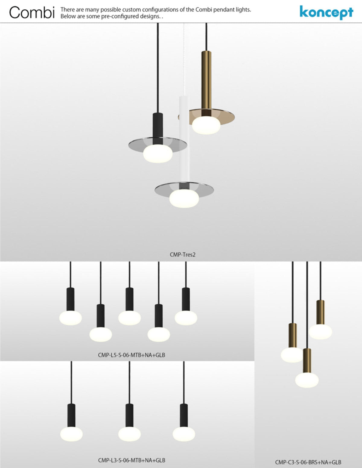 Koncept Combi Circular 6-Light LED Pendant specification sheet with dimension drawing (3)