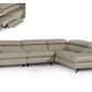 Divani Casa Versa Modern Light Taupe Eco-Leather Right Facing Sectional Sofa with Recliner