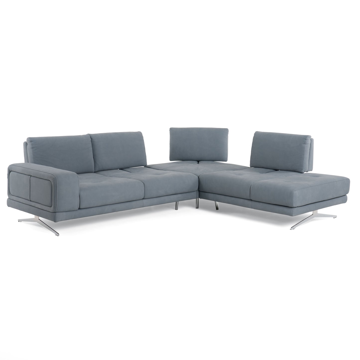 Lamod Italia Mood Contemporary Blue Leather Right Facing Sectional Sofa