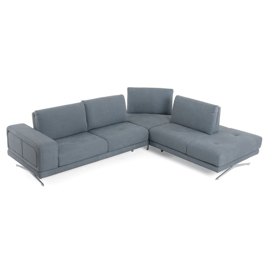 Lamod Italia Mood Contemporary Blue Leather Right Facing Sectional Sofa