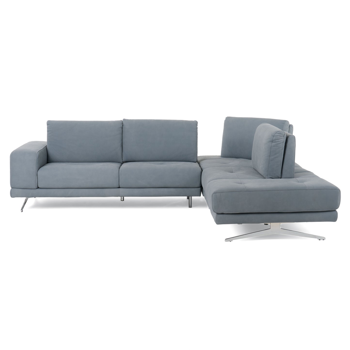 Lamod Italia Mood Contemporary Blue Leather Right Facing Sectional Sofa