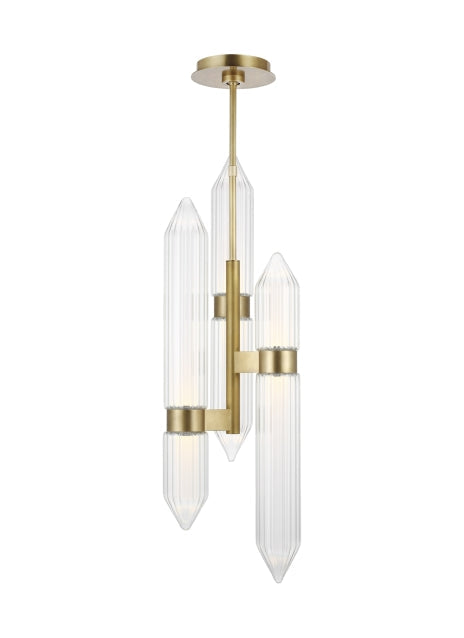 Langston Large Glass Brass Bronze LED Pendant Light by Visual & Comfort & Co