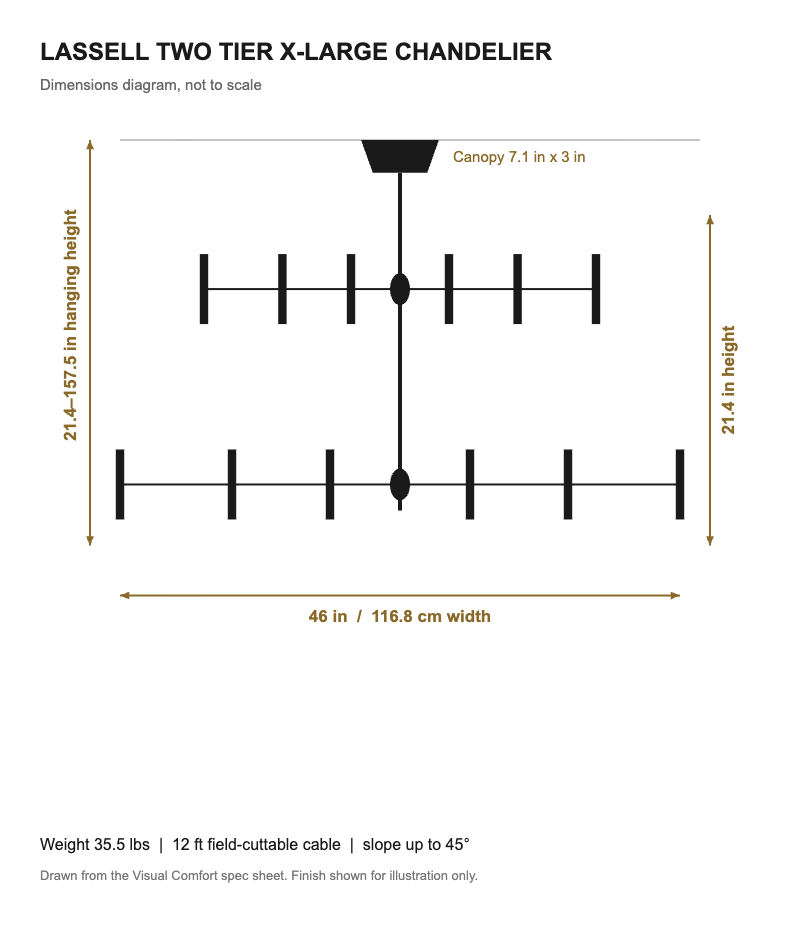 Visual Comfort Lassell Two Tier X-Large Chandelier – view 3