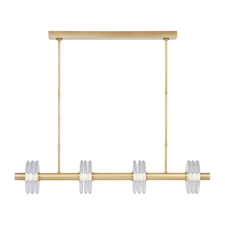 Kelly Wearstler LED Linear Chandelier 46-inch Brass Crystal by Visual & Comfort & Co