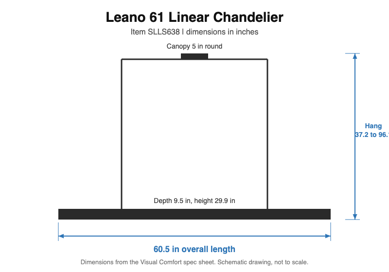 Visual Comfort Leano 61 Linear Chandelier – view 5