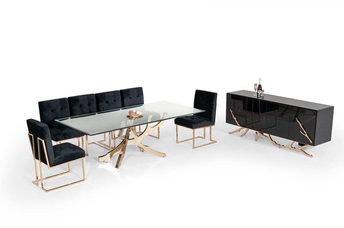 Modrest Legend Modern Glass and Gold Dining Table