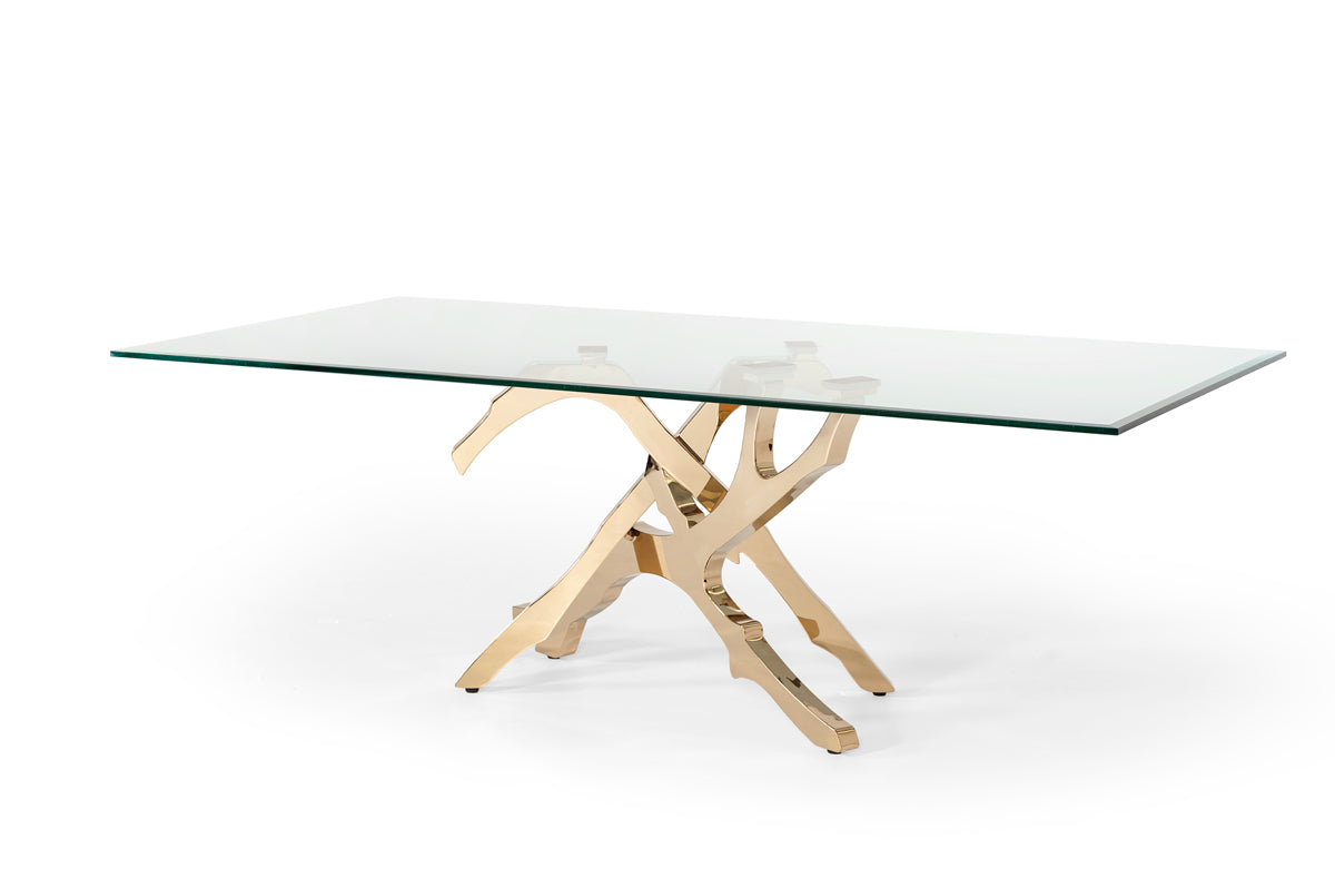 Modrest Legend Modern Glass and Gold Dining Table
