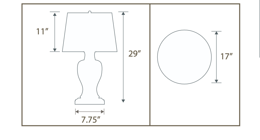 Rechargeable 12V battery pack for Elijah cordless table lamp dimensions