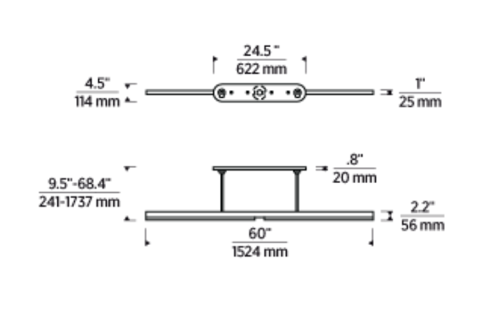 Linea 60 LED Linear Chandelier Lighting by Visual & Comfort & Co