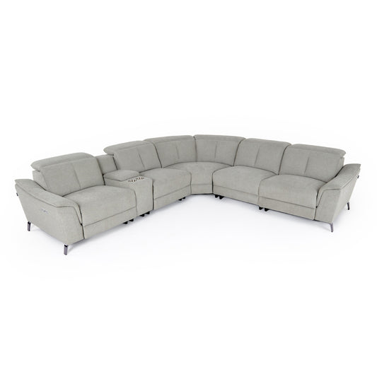 Divani Casa Lloyd Modern Grey Fabric Sectional with Recliners and Console