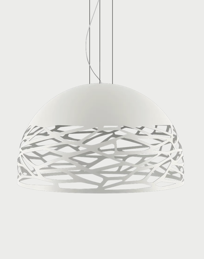 Modern Lodes Kelly Dome hanging light in Matte White with soft diffused illumination