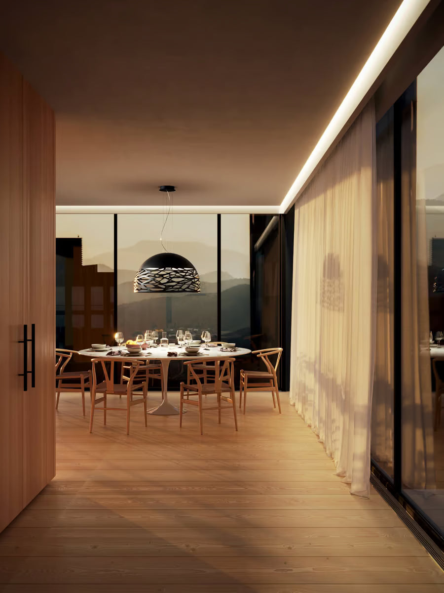 Lodes Kelly Dome Matte Black suspension light for dining rooms and kitchen islands