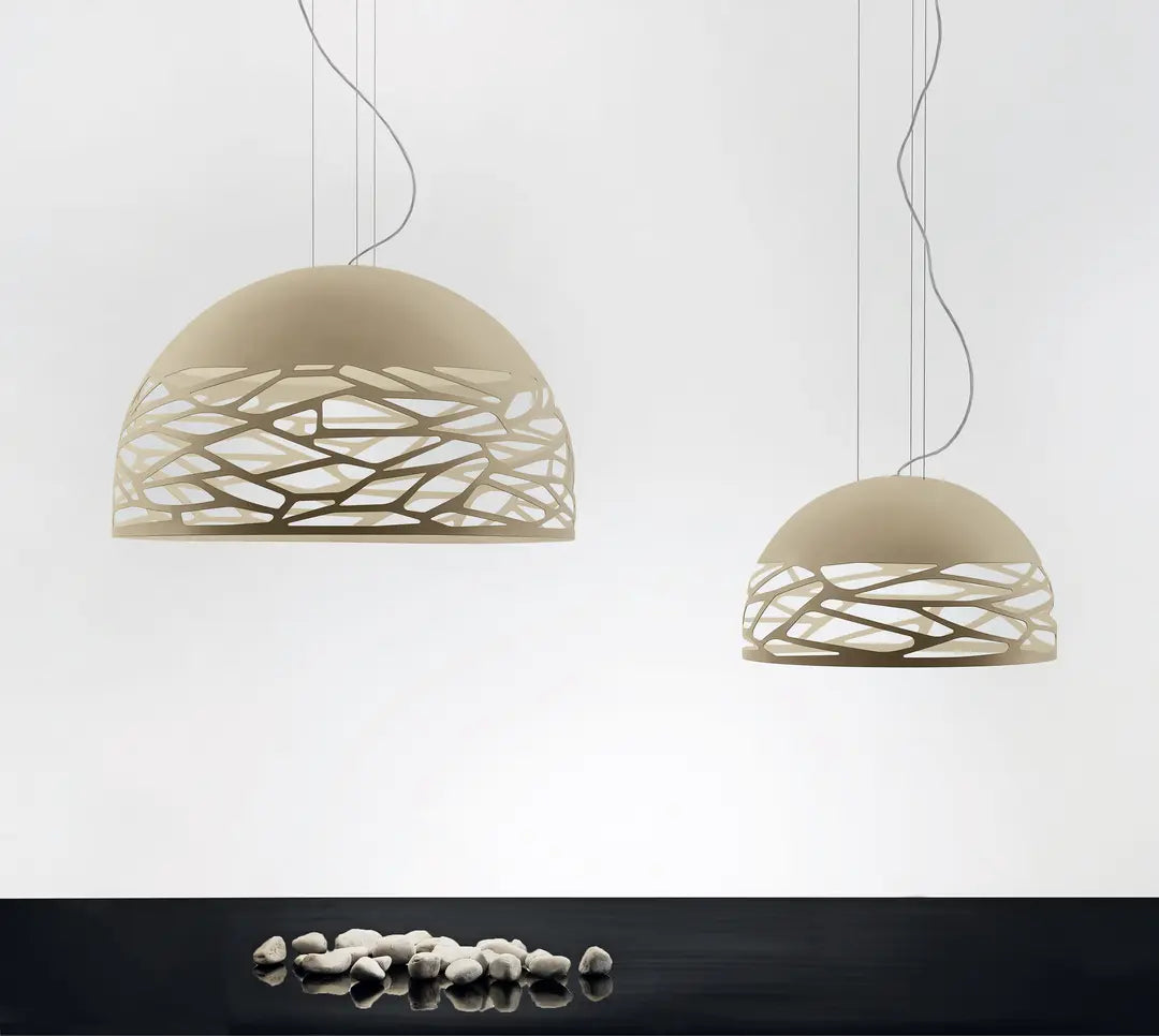 Lodes Kelly Dome modern pendant light with laser-cut steel shade and glass diffuser
