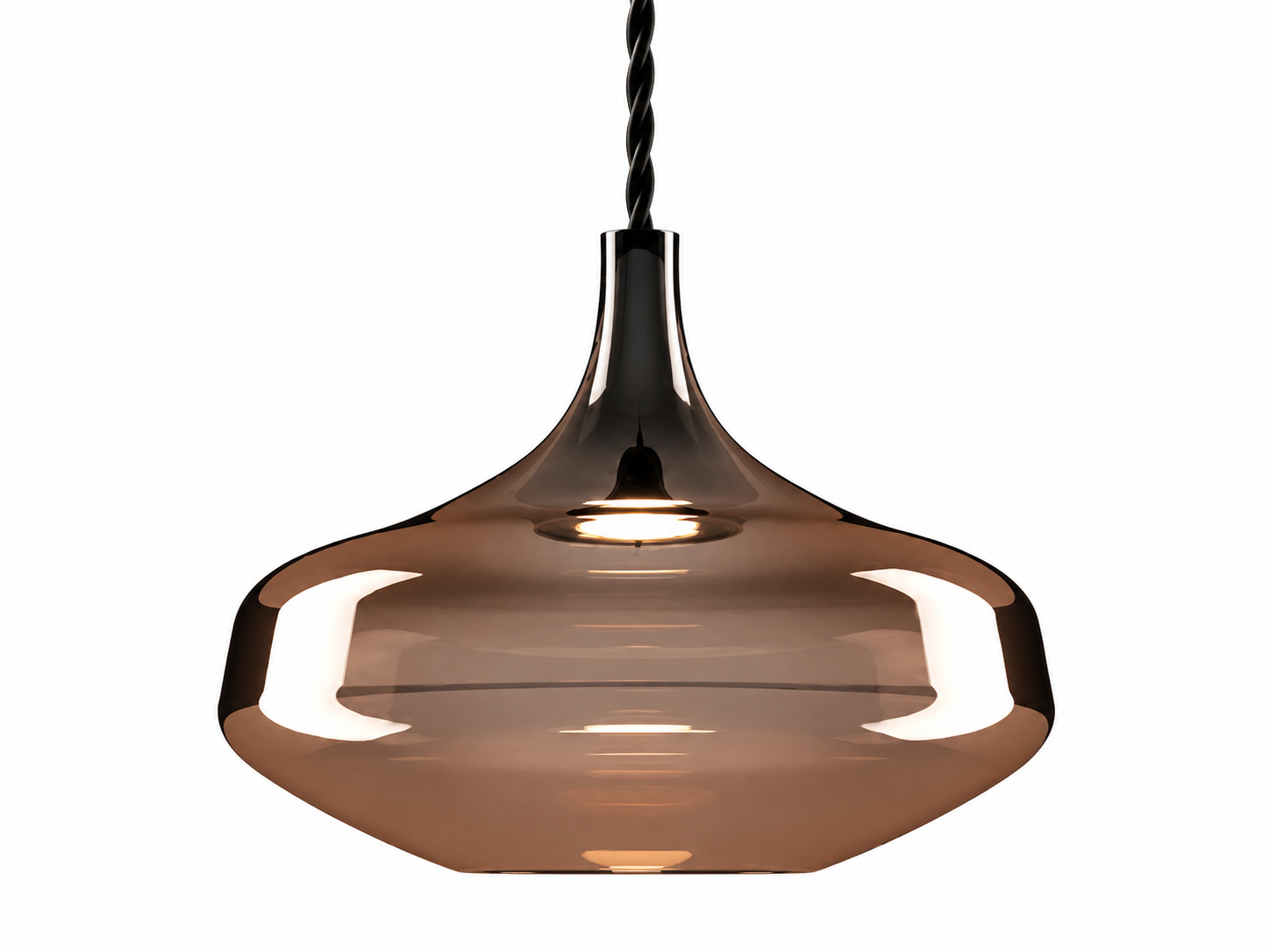 Decorative glossy bronze blown glass pendant light for modern dining rooms