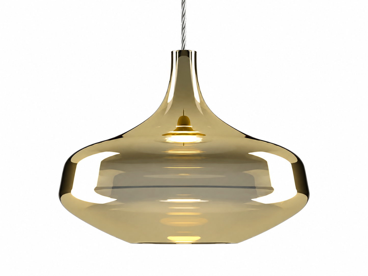 Gold blown glass ceiling light for living rooms and bedrooms