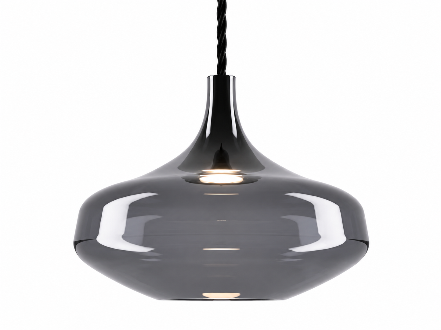 Sculptural smoke blown glass pendant by Lodes for modern interiors