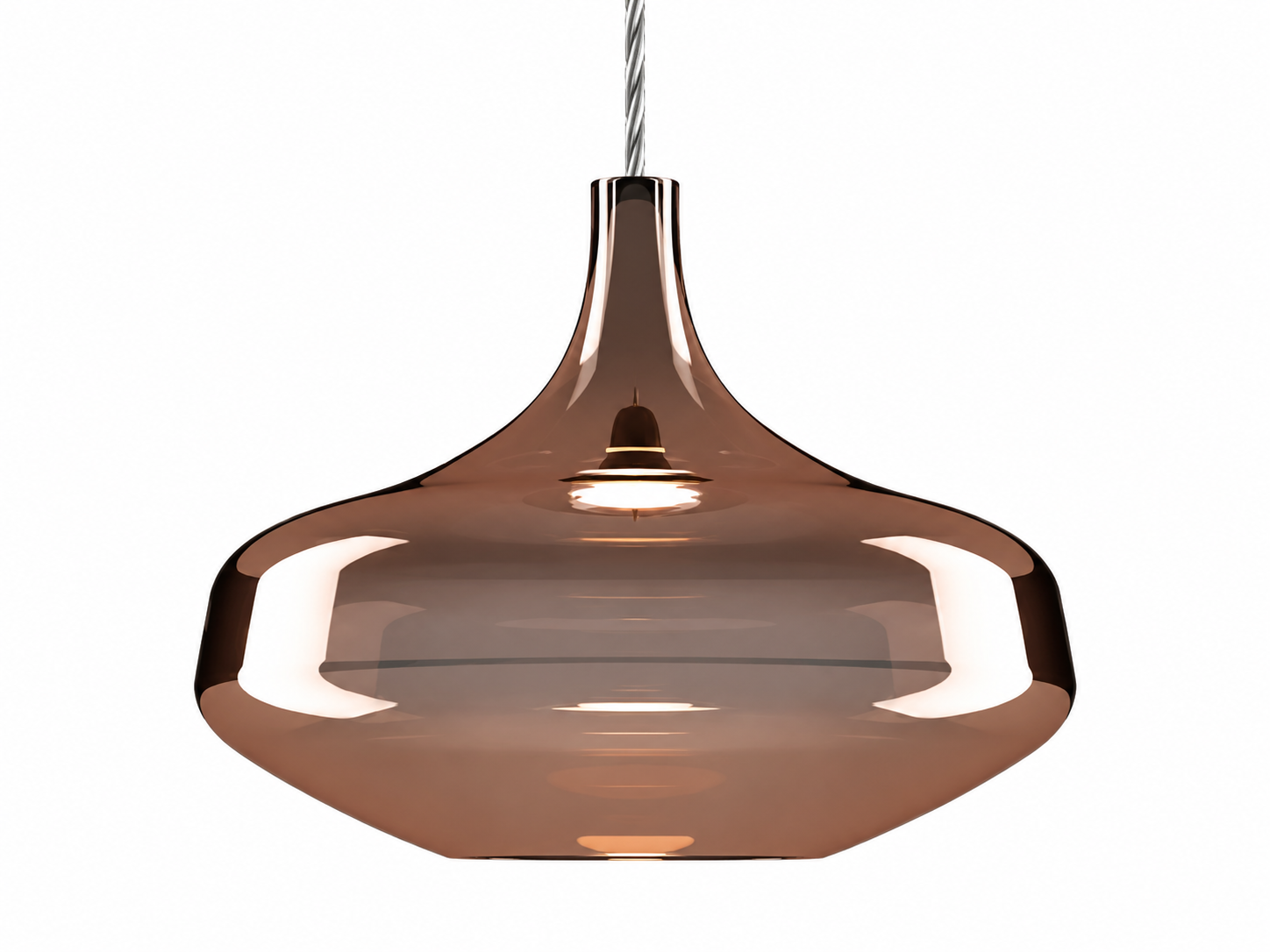 Modern bronze blown glass LED pendant for residential and hospitality interiors