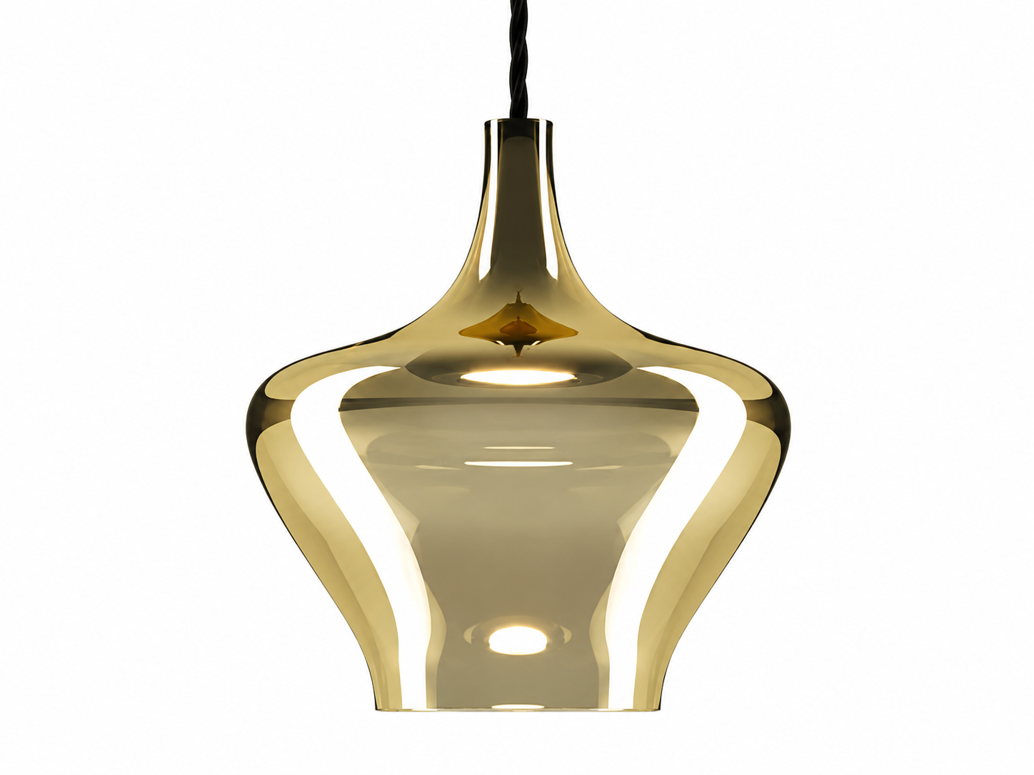 Elegant gold glass hanging light for kitchens and breakfast bars